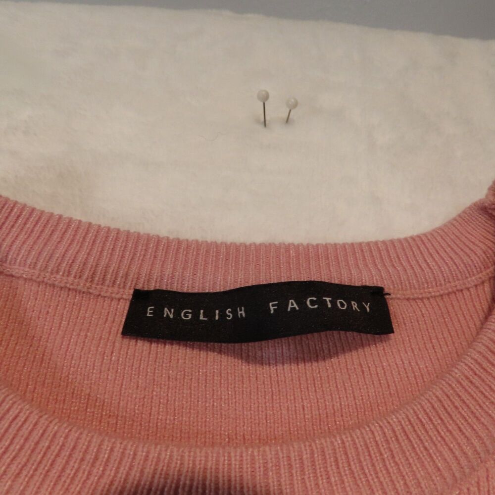English Factory Womens Peach Pink Knit Layered Poplin Ruffle Sleeve Dress - Picture 3 of 9